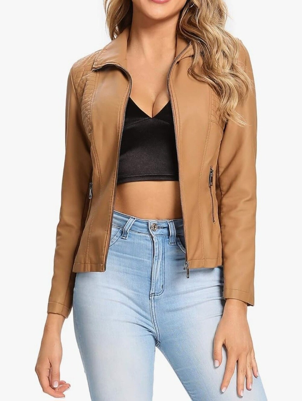 Tan Faux Leather Jacket
